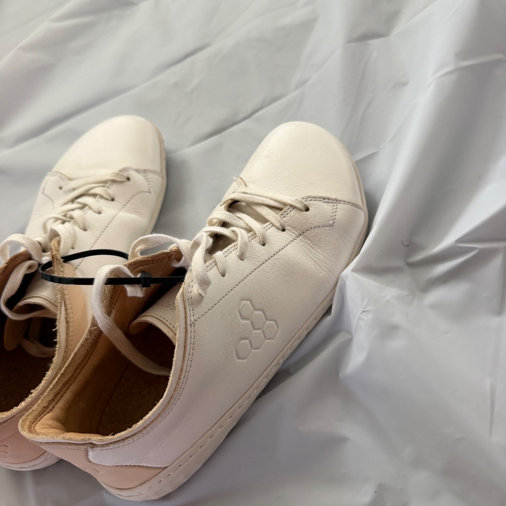 Vivobarefoot Womens Primus Lux Leather Barefoot Sneakers 39 White Tan Minimalist - Picture 2 of 8